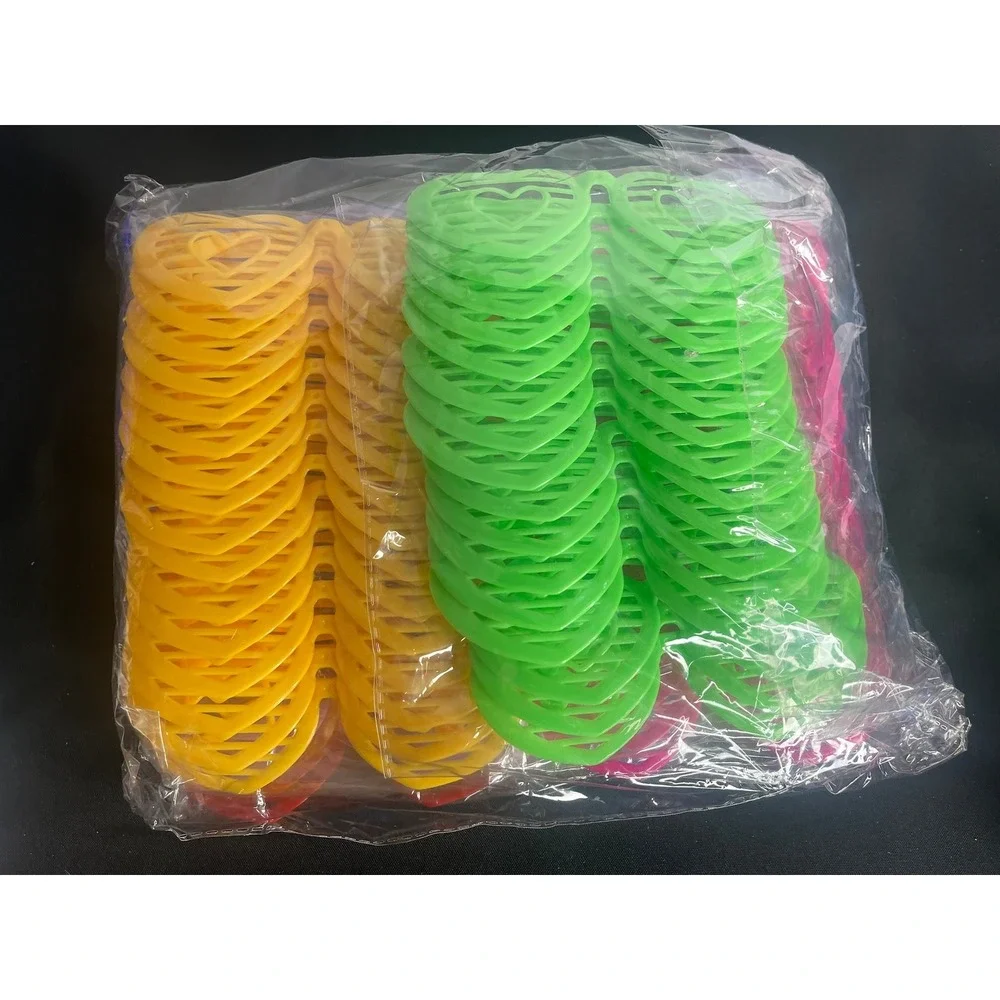 96 Pack Heart Shutter Shades Neon Party Favors Bulk Sunglasses 6 Color Retro 80s